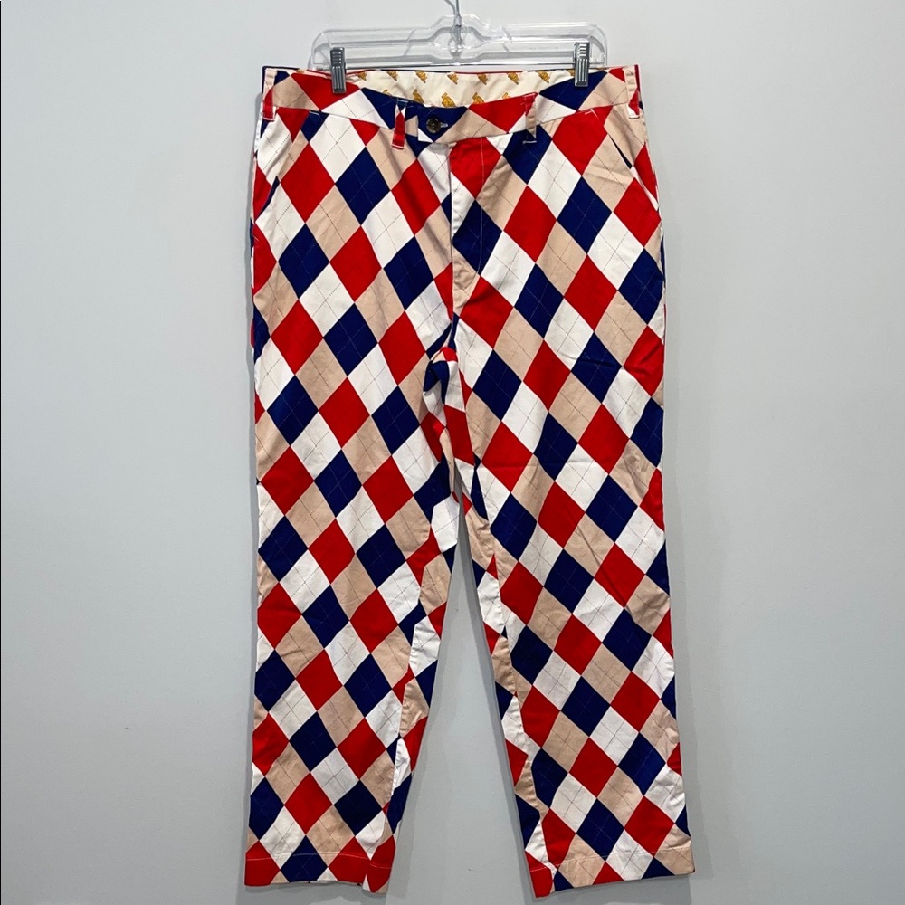 Loudmouth Golf Pants Dixie Argyle Pattern cotton men’s size 38x32